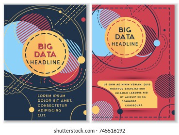 Bright A4 size set of abstract colorful covers. Template of invitation, discount, report, catalog, advertising, presentation, booklet, web banner. Colorful  design with trendy geometric shapes.