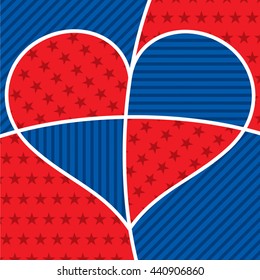 Bright abstract 4th of July heart in vector format.