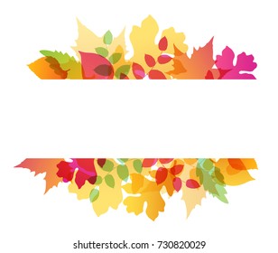 Bright abstract autumn background with falling oak and maple leaves