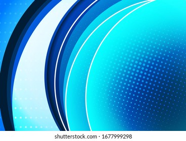 Bright abstract background with arcs and transparent half circles, halftone. Modern template for your design. Vector illustration
