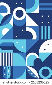 Bright abstract background in blue shades with geometric shapes. Colorful poster, banner, cover, wallpaper, postcard, sticker