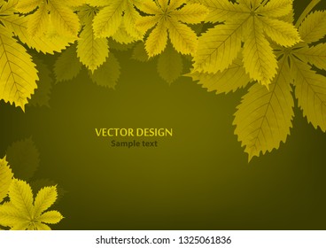 Bright abstract background with chestnut leaves for your design. Space for your text. Vector illustration
