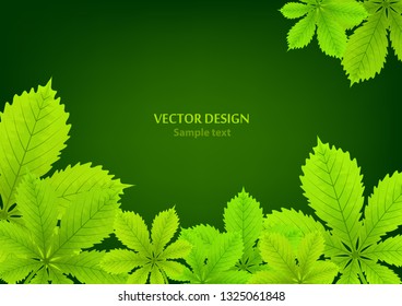 Bright abstract background with chestnut leaves for your design. Space for your text. Vector illustration