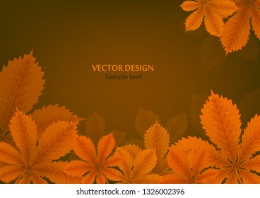 Bright abstract background with chestnut leaves for your design. Space for your text. Vector illustration