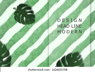 Bright abstract background, color waves, texture, monstera leaves. Universal art template. Modern design for banners, business cards, invitations, gift cards, flyers, brochures. Vector illustration