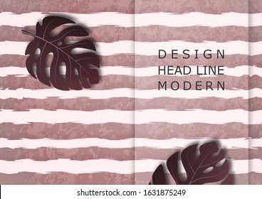 Bright abstract background, color waves, texture, monstera leaves. Universal art template. Modern design for banners, business cards, invitations, gift cards, flyers, brochures. Vector illustration