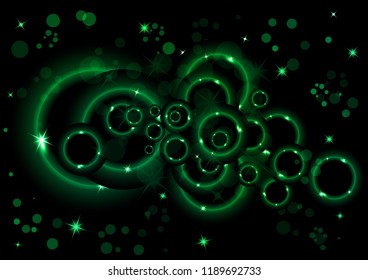Bright abstract background. Colored rings with highlights on a dark background. Design for advertising, website, banners and posters.