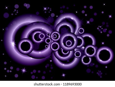 Bright abstract background. Colored rings with highlights on a dark background. Design for advertising, website, banners and posters.