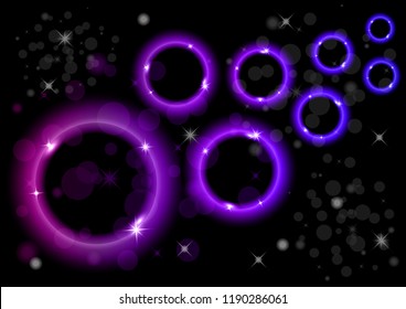 Bright abstract background. Colored rings with highlights on a dark background. Design for advertising, website, banners and posters.