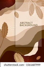 Bright abstract background, colored waves, dots, leaves. Universal art template. Modern graphic design for banners, business cards, invitations, gift cards, flyers, brochures. Vector illustration
