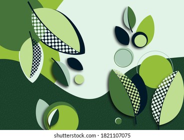 Bright abstract background, colored waves, creative leaves. Template for banners, presentations, flyers, posters wallpapers Vector illustration