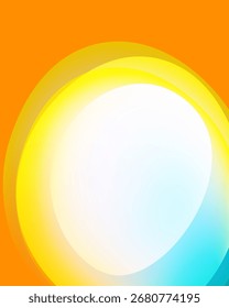 Bright abstract background. Concentric circles blend orange, yellow, blue hues. Smooth gradients create soft visual effect. Simple, modern design.