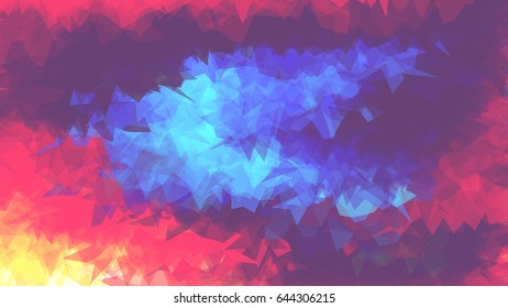 Bright abstract background with crystalline structure. Pattern of triangles. The contrast of hot and cold colors.