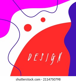 Bright abstract background with different shapes. Drawn by hand. Square modern template. Stylish vector illustration.
