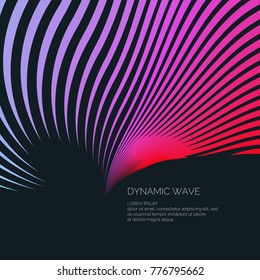 Bright abstract background with a dynamic waves of minimalist style. Vector illustration for website design