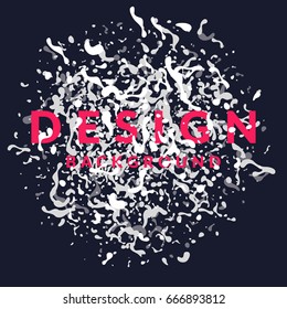 Bright abstract background with explosion of white splashes and word design. Vector illustration in flat minimalistic style