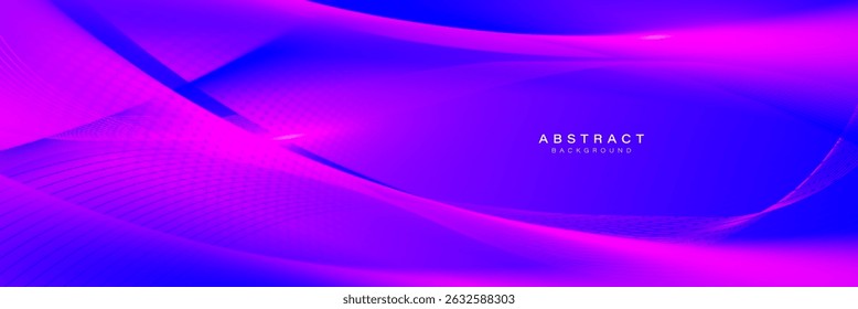 Bright abstract background with flowing pink and purple curves and dynamic light wave elements