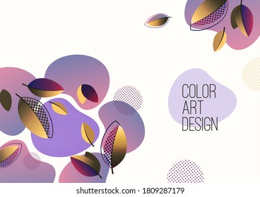 Bright abstract background, fluid gradient shapes, creative leaves. Template for banners, presentations, flyers, posters, wallpapers Vector illustration