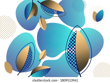 Bright abstract background, fluid gradient shapes, creative leaves. Template for banners, presentations, flyers, posters, wallpapers Vector illustration