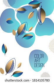 Bright abstract background, fluid gradient shapes, creative leaves. Template for banners, presentations, flyers, posters, wallpapers Vector illustration
