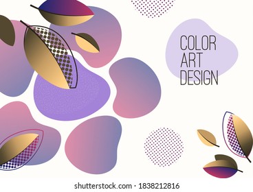 Bright abstract background, fluid gradient shapes, creative leaves. Template for banners, presentations, flyers, posters, wallpapers Vector illustration