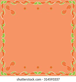 Bright Abstract Background with Frame in Ethnic Style