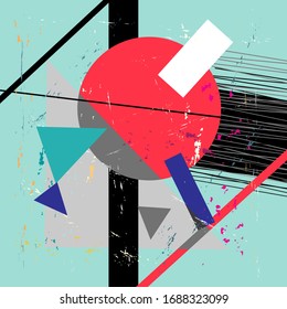 Bright abstract background with geometric objects. Design template for a poster or cover.