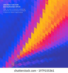 A bright abstract background with a geometric texture of triangles. An element for the design of posters, flyers, banners, creative presentations and invitations to the party. Vector illustration.