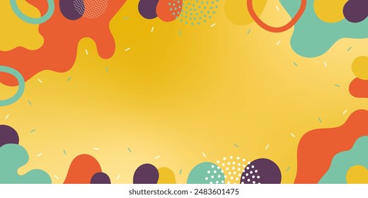Bright abstract background with gradient. Doodle pattern background with abstract shapes and colors.
