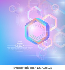 Bright abstract background from hexagons. Impossible figures. Concept of unreality. Optical deception. Infinity of space. Vector illustration.