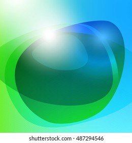 Bright abstract background with light effect in green and blue color flat vector illustration