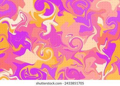 Fondo abstracto brillante con efecto de mármol y semitono. Mezcla de pintura líquida, patrones aleatorios, goteos