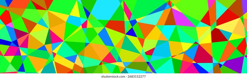 Fondo abstracto brillante con Formas de polígonos multicolores que crean un vibrante diseño de baja poli.