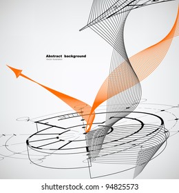Bright abstract background with orange arrow