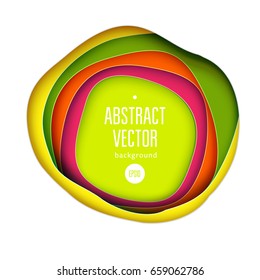 Bright abstract background with paper art cut shapes. Vector design layout for business presentations, flyers, posters and invitations. Colorful carving art - yellow, orange and green