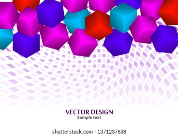 Bright abstract background with randomly arranged multi-colored cubes. Vector illustration for flyer, poster, banner, business card design.