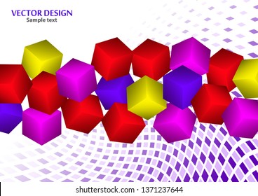 Bright abstract background with randomly arranged multi-colored cubes. Vector illustration for flyer, poster, banner, business card design.