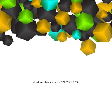 Bright abstract background with randomly arranged multi-colored cubes. Vector illustration for flyer, poster, banner, business card design.