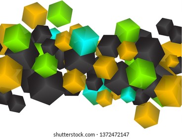 Bright abstract background with randomly arranged multi-colored cubes. Vector illustration for flyer, poster, banner, business card design.