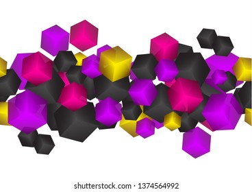 Bright abstract background with randomly arranged multi-colored cubes. Vector illustration for flyer, poster, banner, business card design.
