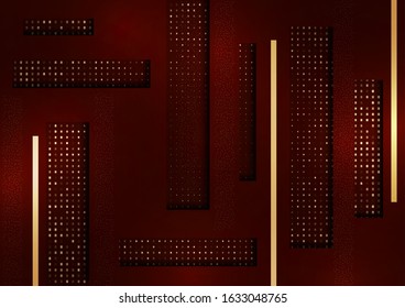 Bright abstract background. Rectangles, stripes, small particles, halftones from squares. Universal template for business design for cover, business card, flyer. Vector illustration