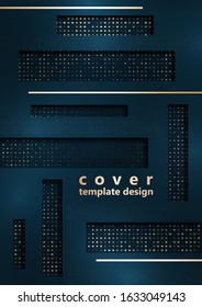 Bright abstract background. Rectangles, stripes, small particles, halftones from squares. Universal template for business design for cover, business card, flyer. Vector illustration