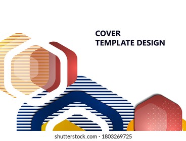 Bright abstract background of rounded multicolored hexagons and lines. Business presentation template. Modern geometric design. Vector illustration