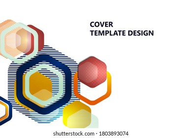 Bright abstract background of rounded multicolored hexagons and lines. Business presentation template. Modern geometric design. Vector illustration