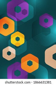 Heller abstrakter Hintergrund von abgerundeten mehrfarbigen Hexagons und Linien. Vorlage für Geschäftspräsentationen. Modernes geometrisches Design. Vektorgrafik