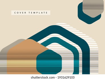 Bright abstract background of rounded multicolored hexagons and lines. Business presentation template. Modern geometric design. Vector illustration