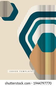 Bright abstract background of rounded multicolored hexagons and lines. Business presentation template. Modern geometric design. Vector illustration