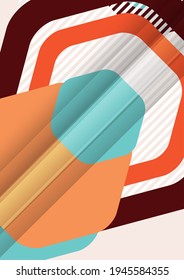 Bright abstract background of rounded multicolored hexagons and lines. Business presentation template. Modern geometric design. Vector illustration