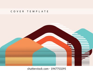 Bright abstract background of rounded multicolored hexagons and lines. Business presentation template. Modern geometric design. Vector illustration