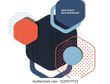 Bright abstract background of rounded multi-colored hexagons, dots, circles. Business presentation template. Modern geometric design. Vector illustration